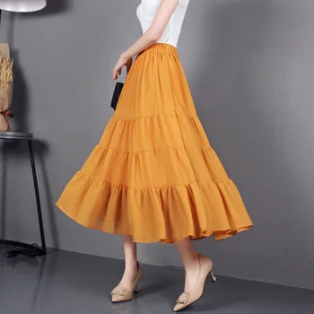 Chiffon Long Pleated Skirt Woman 2020 Summer New Elastic High Waist Solid Patchwork A Line Cake Skirt Faldas
Chiffon Long Pleated Skirt Woman 2020 Summer New Elastic High Waist Solid Patchwork A Line Cake Skirt Faldas