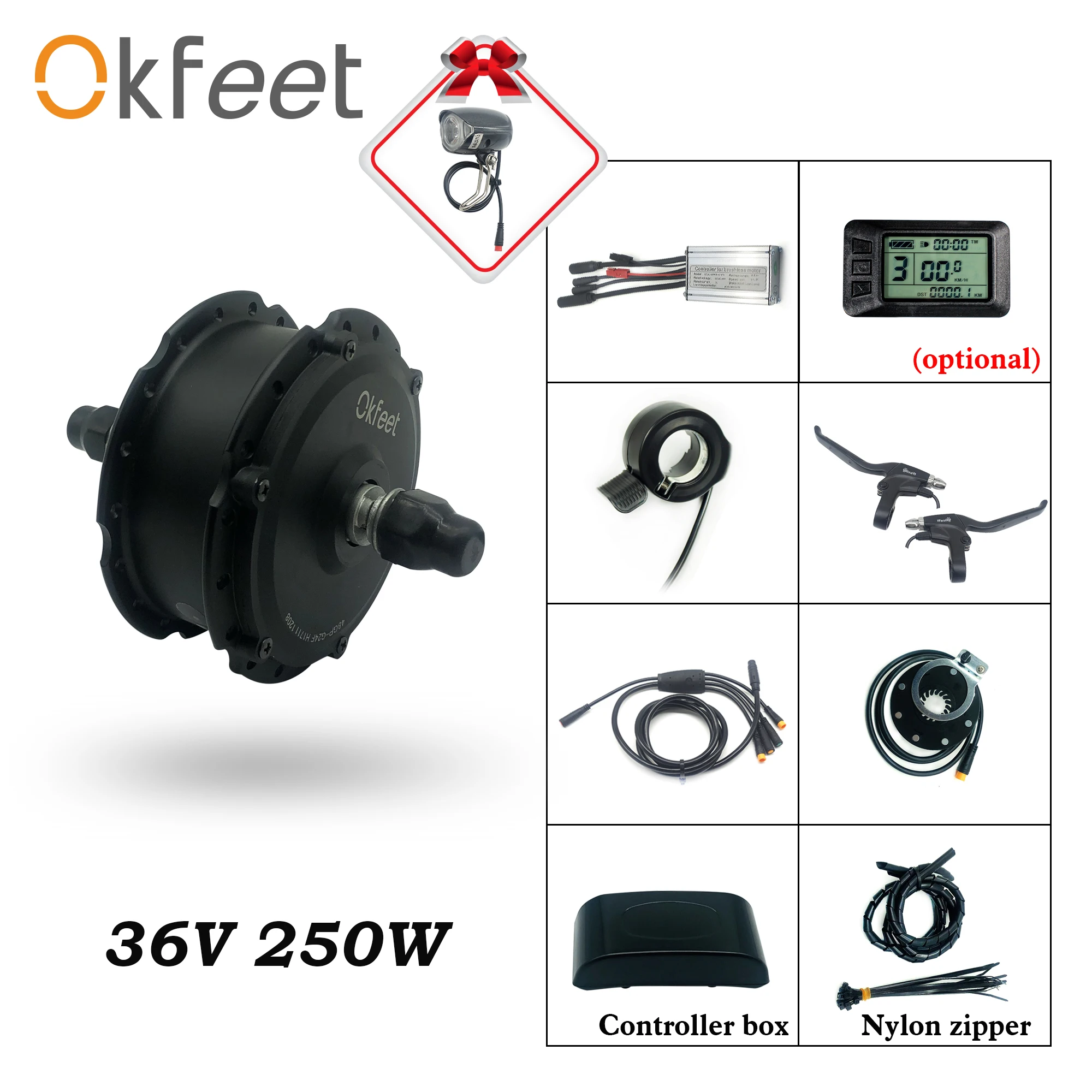 36V 250W Front Rear Rotate Cassette Gear Hub Motor Display optional Light Anti Water Electric Bike Ebike Conversion Kit 
36V 250W Front Rear Rotate Cassette Gear Hub Motor Display optional Light Anti Water Electric Bike Ebike Conversion Kit