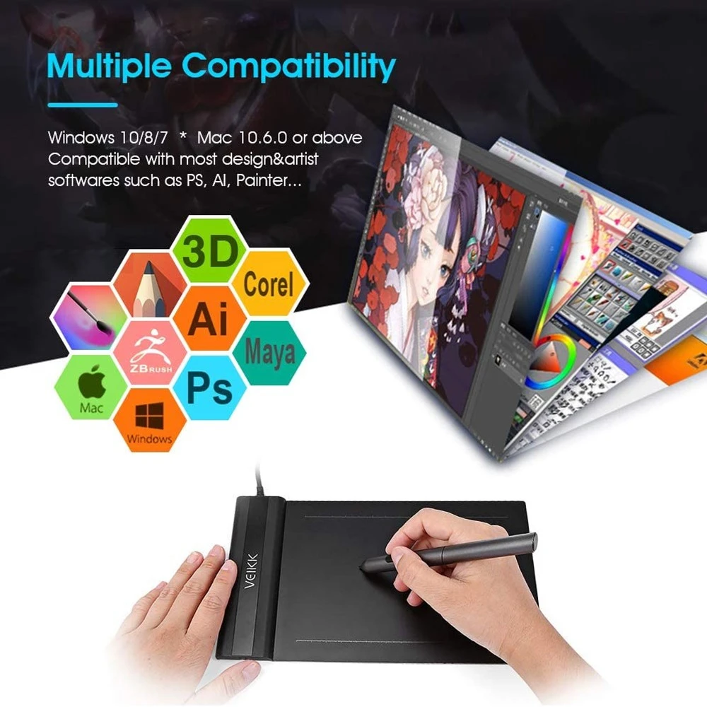 Drawing Tablet VEIKK S640 Graphic Ultra-Thin 6x4 Inch Pen Tablet with 8192 Levels Battery-Free Passive Pen
Drawing Tablet VEIKK S640 Graphic Ultra-Thin 6x4 Inch Pen Tablet with 8192 Levels Battery-Free Passive Pen