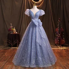 Exquisite Prom With Deep V-Neck Short-Sleeve Satin Big Bowknot Floor-Length Evening Dresses Custom Made Party Gowns
Exquisite Prom With Deep V-Neck Short-Sleeve Satin Big Bowknot Floor-Length Evening Dresses Custom Made Party Gowns