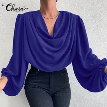 Celmia 2021 Casual Solid Color Shirts Elegant Women Blouses Fashion Cowl Neck Tops Autumn Office Long Lantern Sleeve Chemise
Celmia 2021 Casual Solid Color Shirts Elegant Women Blouses Fashion Cowl Neck Tops Autumn Office Long Lantern Sleeve Chemise
