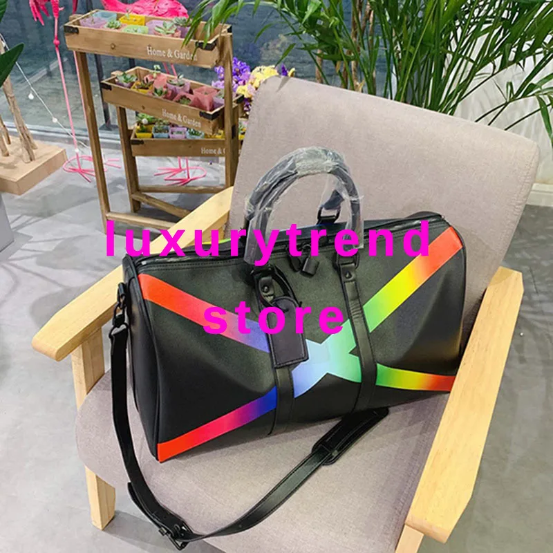 

50cm 2019 Brand mens luxury designer travel luggage bag men totes kEePall leather handbag duffle bag fashion luxury Duffel bags