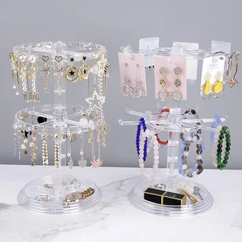 Rotating Jewelry Storage Rack 2 Layers Plastic Earrings Bracelets Display Stand Assembly Storage Holder
Rotating Jewelry Storage Rack 2 Layers Plastic Earrings Bracelets Display Stand Assembly Storage Holder