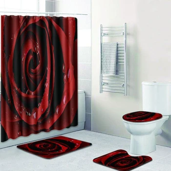 4Pcs Set Bathroom Set Non-Slip Rug+Toilet Lid Cover+Bath Mat + Shower Curtain
4Pcs Set Bathroom Set Non-Slip Rug+Toilet Lid Cover+Bath Mat + Shower Curtain
