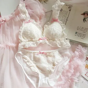 Japanese soft girl Lolita cute lace fungus lotus leaf white bra without bra Girly heart Underwear set Mori student Kawaii new
Japanese soft girl Lolita cute lace fungus lotus leaf white bra without bra Girly heart Underwear set Mori student Kawaii new