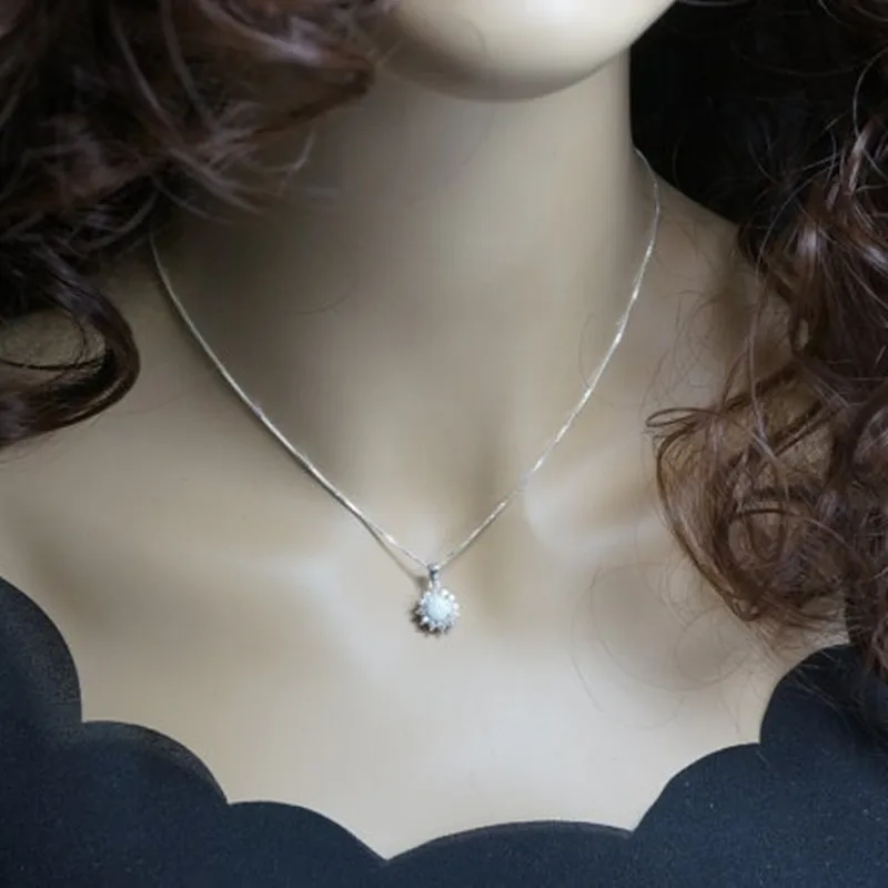 Роскошное круглое ожерелье FDLK с подвеской белым огненным опалом для женщин