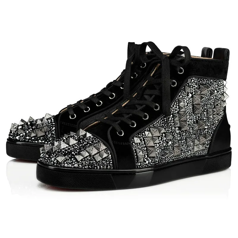 2019 Men's Flats Shoes Round Toe Spikes Rhinestones Decor High Top Casual Shoes Men Patchwork Black Leisure Style Zapatos Hombre
2019 Men's Flats Shoes Round Toe Spikes Rhinestones Decor High Top Casual Shoes Men Patchwork Black Leisure Style Zapatos Hombre