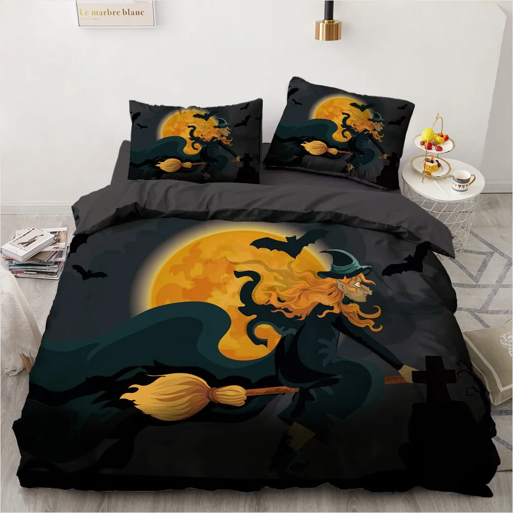 

3D Printed Bedding Sets luxury Cartoon Halloween Witch Roclet Astronaut Single Queen Double King Twin Bed For Home Duvet Cover