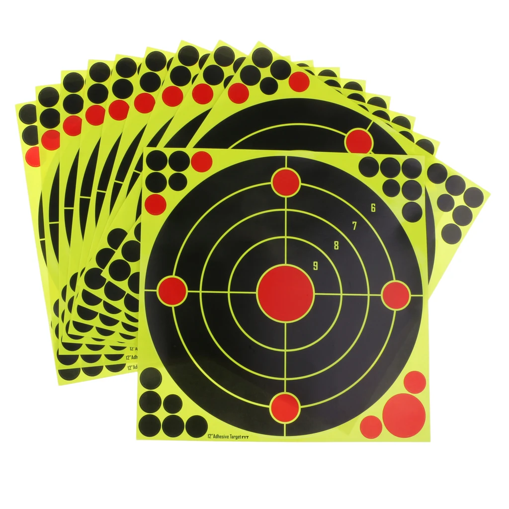 10 Sheets Shooting Targets 12' Reactive Splatter Florescent Target Shooting Target Sticker for Hunting Archery Arrow Training
10 Sheets Shooting Targets 12' Reactive Splatter Florescent Target Shooting Target Sticker for Hunting Archery Arrow Training
