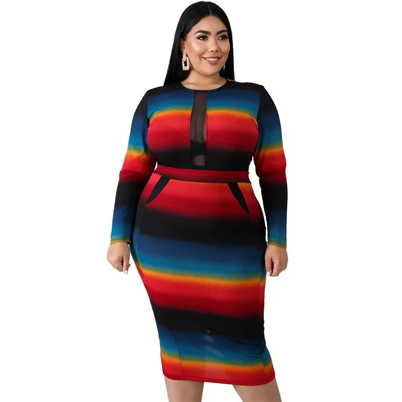 Autumn Womens Plus Size Dress 5XL Round Neck Long Sleeve Dress Multicolor Striped Casual Mesh Dresses Wholesale Dropshipping
Autumn Womens Plus Size Dress 5XL Round Neck Long Sleeve Dress Multicolor Striped Casual Mesh Dresses Wholesale Dropshipping