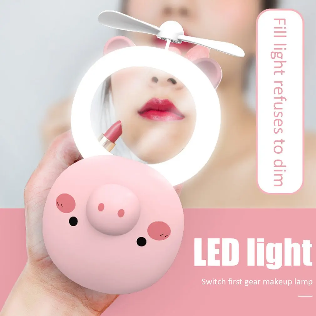 Portable Cartoon Pig Makeup Mirror With LED Fill Light USB Charging Fan Makeup Pocket Handheld Summer Outdoor Night Light
Portable Cartoon Pig Makeup Mirror With LED Fill Light USB Charging Fan Makeup Pocket Handheld Summer Outdoor Night Light