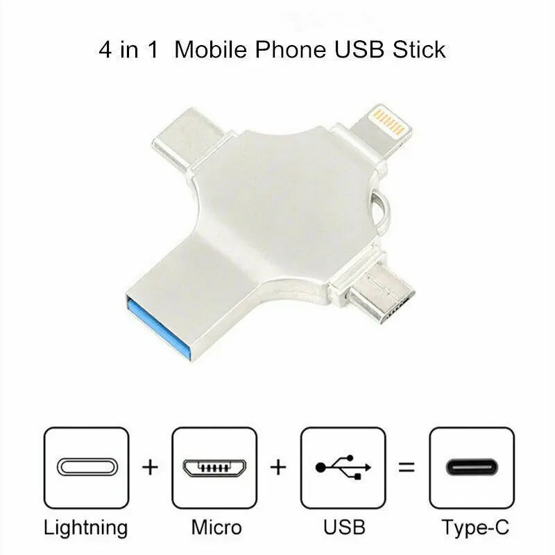 4 в 1 OTG USB3.0 кардридер с TF-накопителем внешнее хранилище для устройств iOS/Android/type _ C /