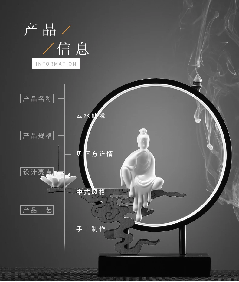 Горная подставка для курильницы, керамический светодиодный диффузор с запахом для помещений, буддийские товары KK60XL Горная подставка для курильницы, керамический светодиодный диффузор с запахом для помещений, буддийские товары KK60XL