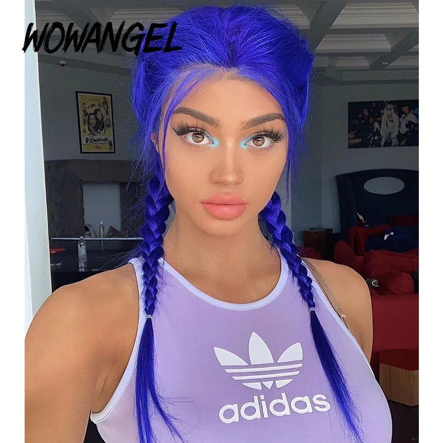 WOWANGEL Blue 13x6 Lace Front Wig Straight Colored Human Hair Wigs 150 Density Transparent Lace Wig Brazilian Colorful Wig
WOWANGEL Blue 13x6 Lace Front Wig Straight Colored Human Hair Wigs 150 Density Transparent Lace Wig Brazilian Colorful Wig