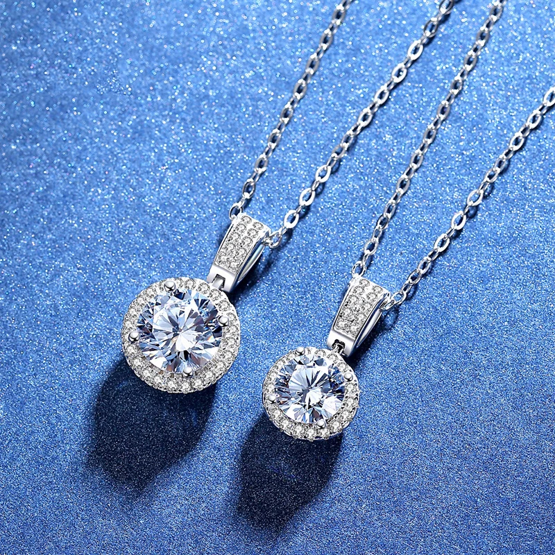 BOEYCJR 925 Silver Round 1ct/2ct F color Moissanite VVS Engagement Wedding Pendant Necklace for Women Anniversary Gift
BOEYCJR 925 Silver Round 1ct/2ct F color Moissanite VVS Engagement Wedding Pendant Necklace for Women Anniversary Gift