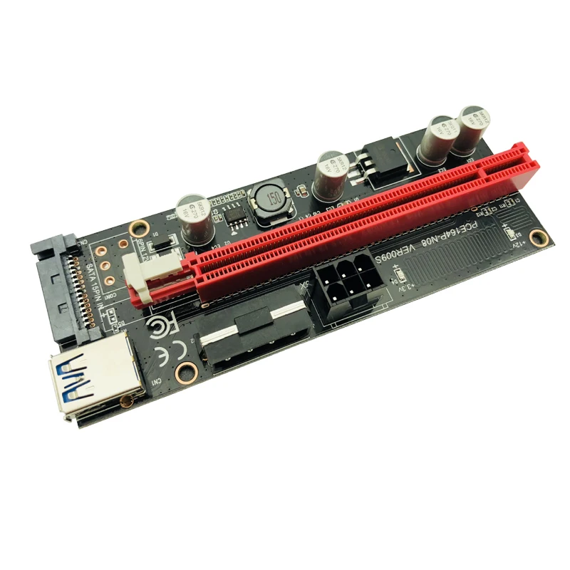 009s PCIe Riser PCI-E 1x to 16x Extender 60cm USB3.0 Cable SATA 6Pin 4pin molex Power riser card for ETH Dogecoin Mining | Компьютеры и