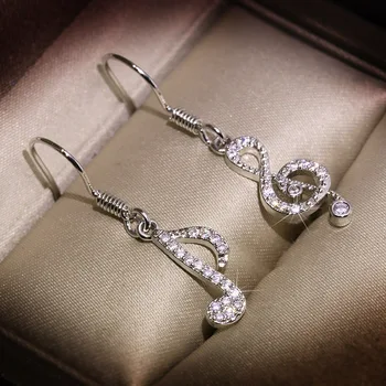 Fashion Romantic Elegant Drop Earrings Rhinestone Asymmetric Note 925 Silver Color Jewelry Women Girls Party Wedding
Fashion Romantic Elegant Drop Earrings Rhinestone Asymmetric Note 925 Silver Color Jewelry Women Girls Party Wedding