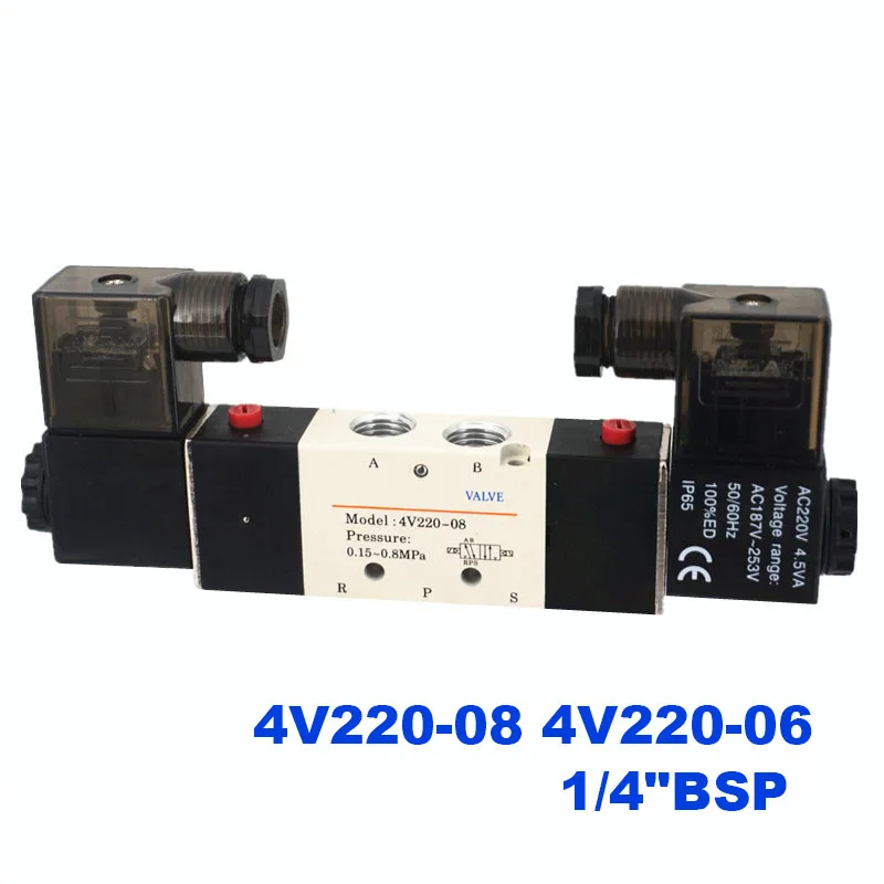 Детали для пневматического 5 Путь 2 Позиция 4V220-08/4V220-06 1/4 "воздуха Управление
