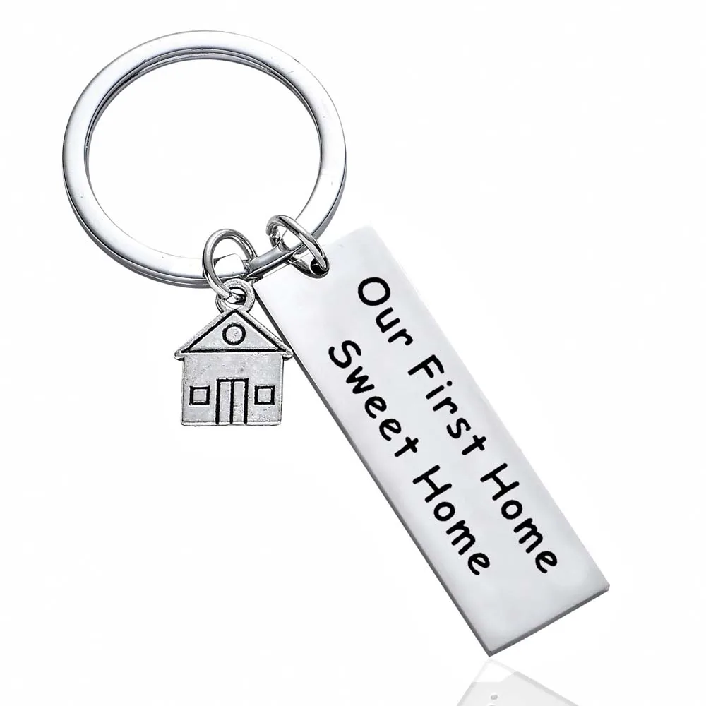 

12PCs Our first Home Sweet Home Keyrings Stainless Steel Keychains Couples Housewarming Gifts Lovely Gift For New Home Owner Hot