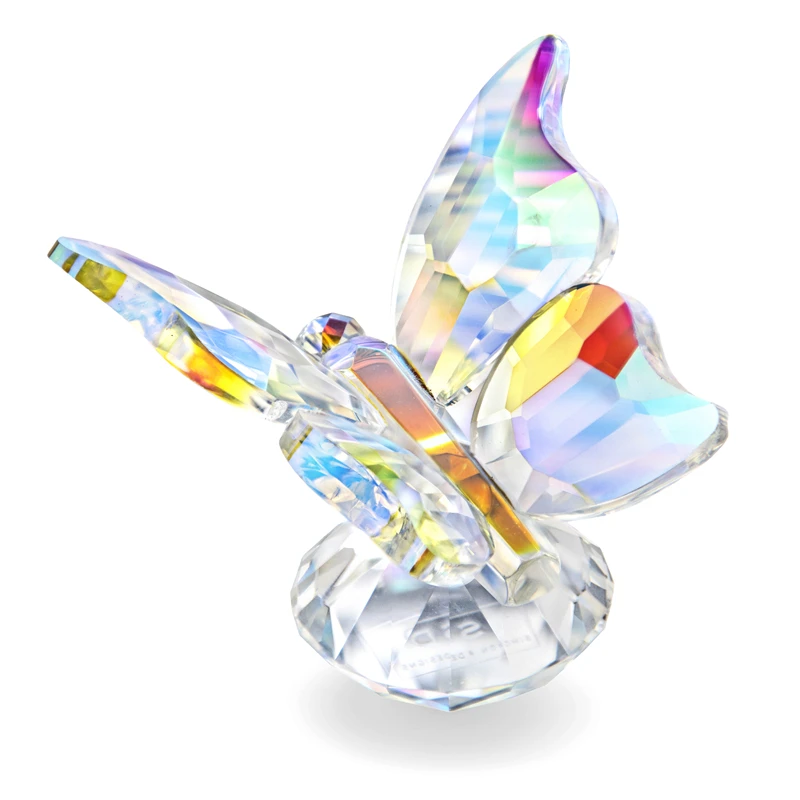

H&D Colorful Crystal Butterfly Figurines Collectibles Art Glass Animals Table Decor Paperweight Souvenir Christmas Ornament Gift