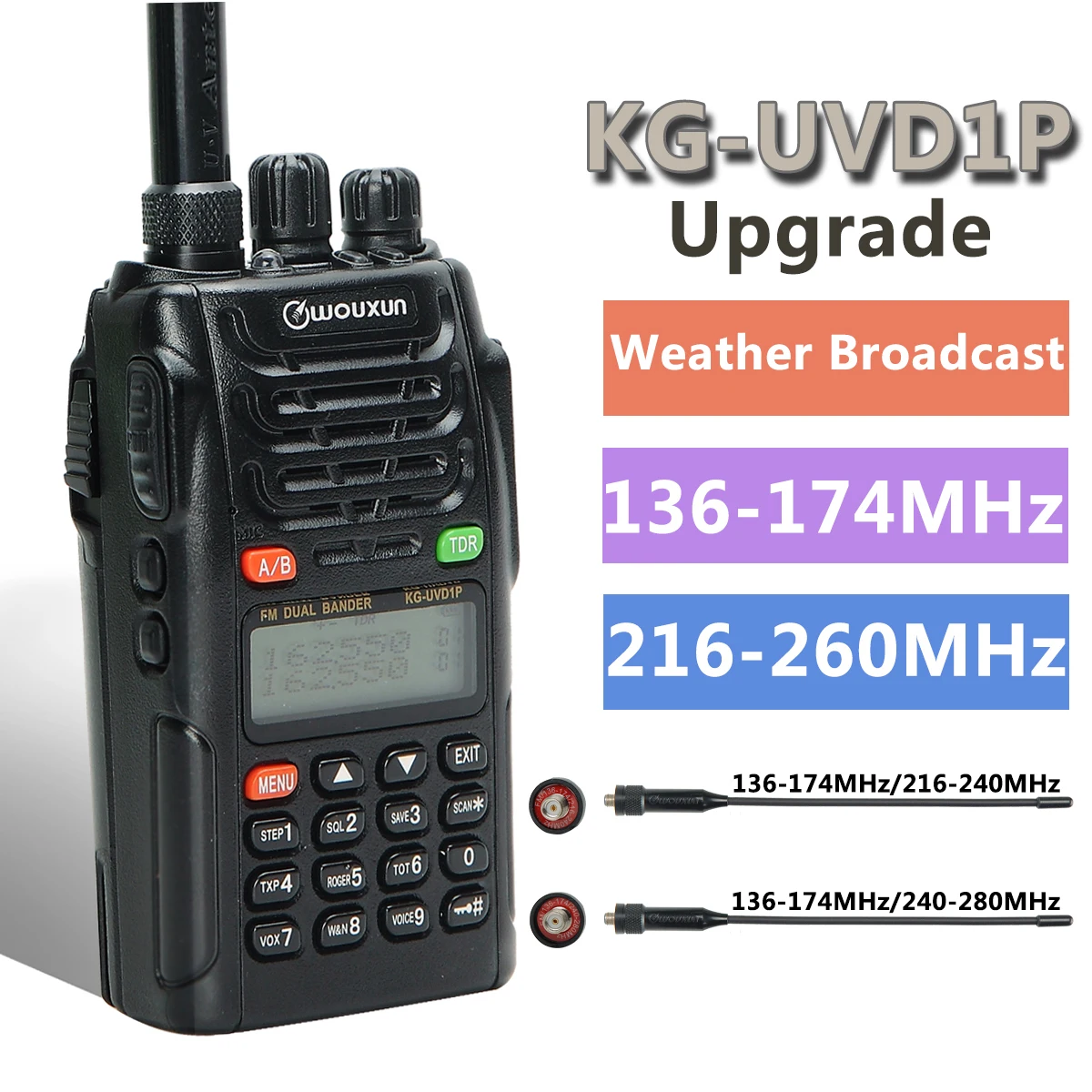 Upgrade Wouxun KG-UVD1P Weather Broadcast 136-174/216-260MHz DTMF Encoding IP55 Waterproof Amateur Ham Radio Walkie Talkie
Upgrade Wouxun KG-UVD1P Weather Broadcast 136-174/216-260MHz DTMF Encoding IP55 Waterproof Amateur Ham Radio Walkie Talkie
