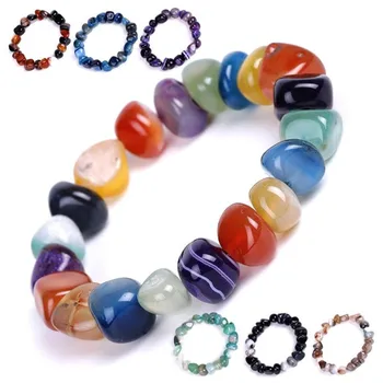 

DIEZI Yoga Ethnic Multicolor Natural Irregular Stone Beads Strand Bracelet For Men Women Handmade 7 Chakra Bracelets Bangle Men