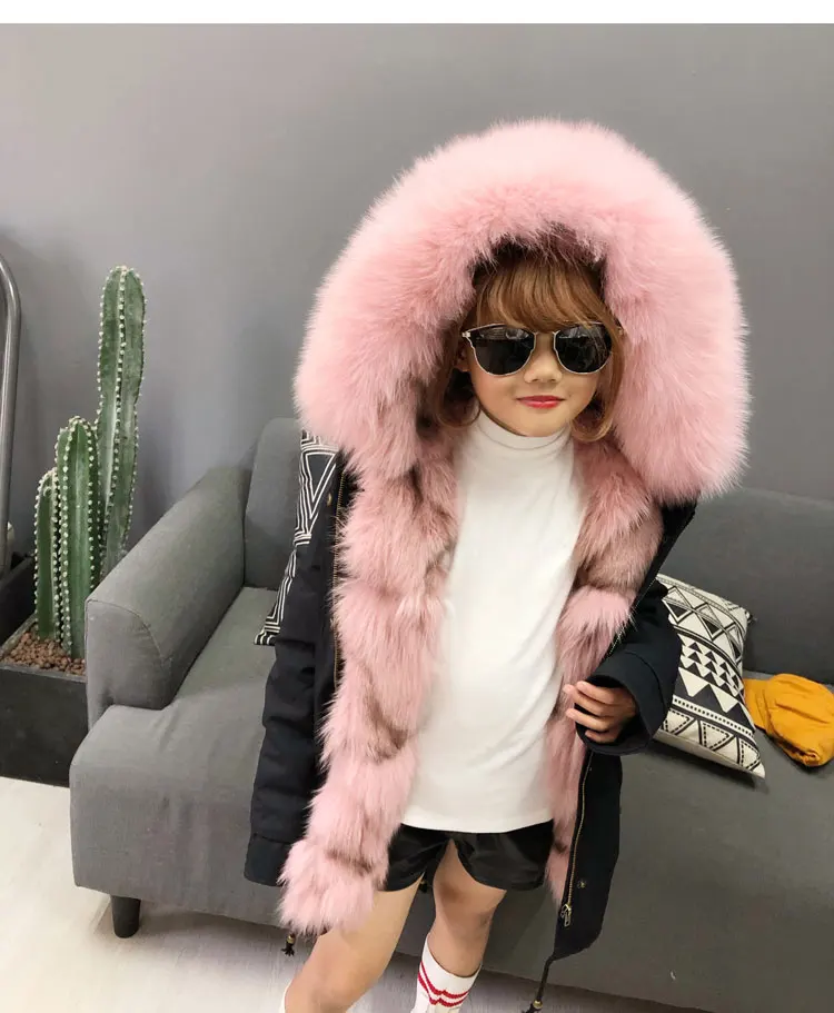 kids parkas natural fox fur child coats for winter (2)
