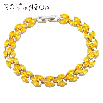 ROLILASON Cheap and cheerful Lover Gift for Women Yellow Zircon Silver Plated Trendy Fashion Jewelry Charm Bracelets TBS1122
ROLILASON Cheap and cheerful Lover Gift for Women Yellow Zircon Silver Plated Trendy Fashion Jewelry Charm Bracelets TBS1122