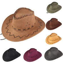 Western cowboy chapéu do vintage para cavalheiro cowgirl jazz boné unisex pastagem sunshade viseira camurça sombrero hombre bonés # d(China)