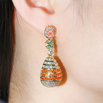 CWWZircons Gorgeous Luxury Light Red Cubic Zirconia Stone Round Dangle Drop Long Leaf Earrings for Wedding Bridal Jewelry CZ756 
CWWZircons Gorgeous Luxury Light Red Cubic Zirconia Stone Round Dangle Drop Long Leaf Earrings for Wedding Bridal Jewelry CZ756