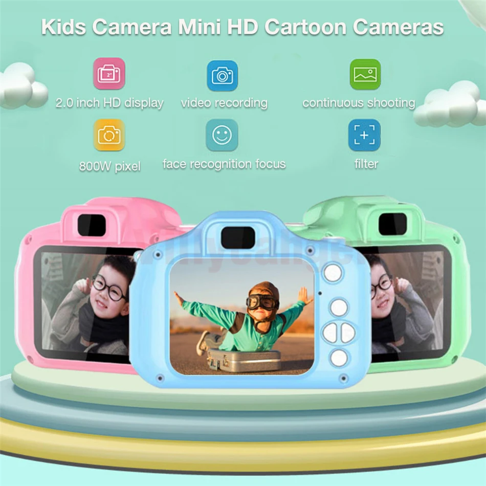 Children Camera Mini HD Video with SD Card Card Reader Intelligent Shooting Children's Digital Camera ​Sports Toys for Kids Gift