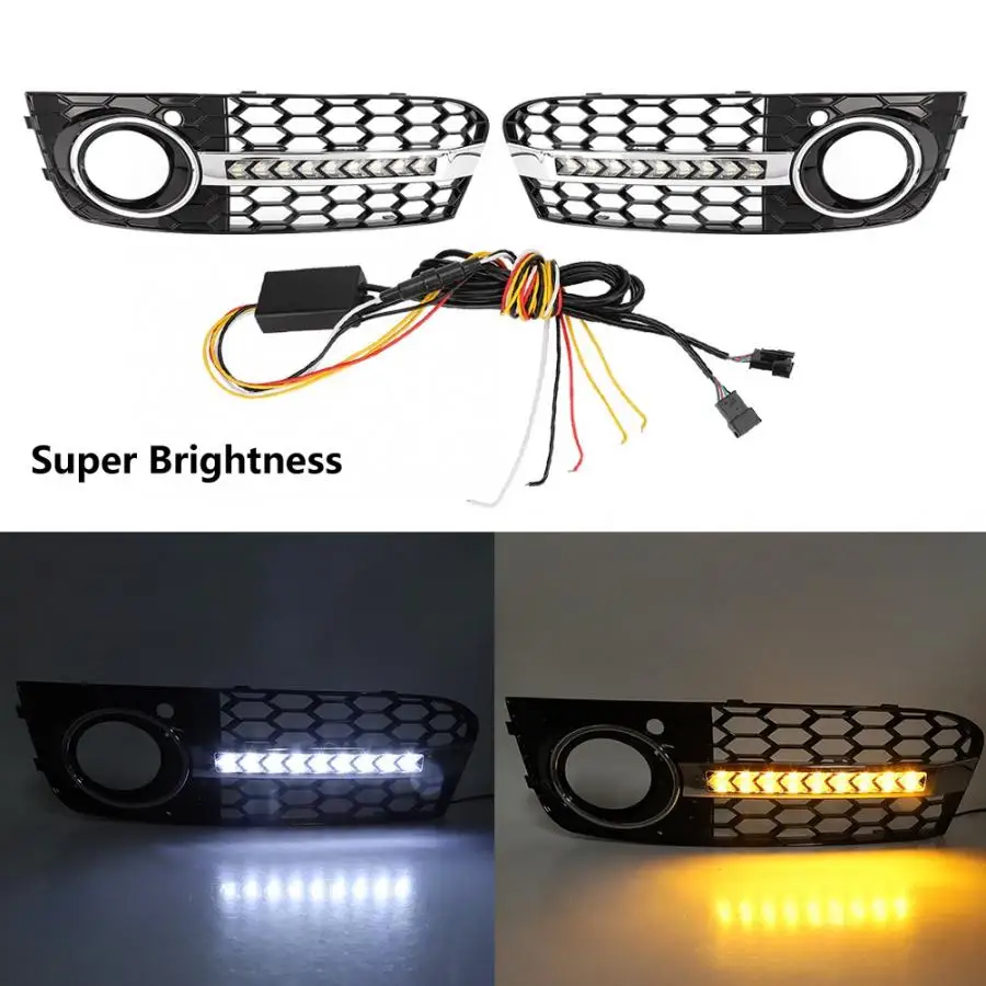 1 Pair Car Grille Grill with LED Turn Signal Light Daytime Running Light Fog Lamp Cover for Audi A4 B8 2009 2010 2011
1 Pair Car Grille Grill with LED Turn Signal Light Daytime Running Light Fog Lamp Cover for Audi A4 B8 2009 2010 2011