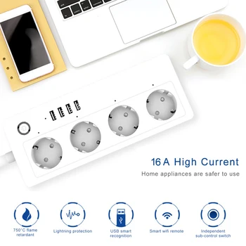 Smart Power Strip WiFi WiFi Surge Protector Power Bar with 4 AC Outlets and 4 USB Charging Port for Home Office Supplies EU Plug
Smart Power Strip WiFi WiFi Surge Protector Power Bar with 4 AC Outlets and 4 USB Charging Port for Home Office Supplies EU Plug