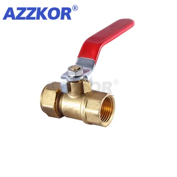 

1/4" PT 3/8" PT 1/2"PT Double Female Threaded Red Lever Handle Brass Ball Valve Copper Pipe Fitting Coupler Adapter