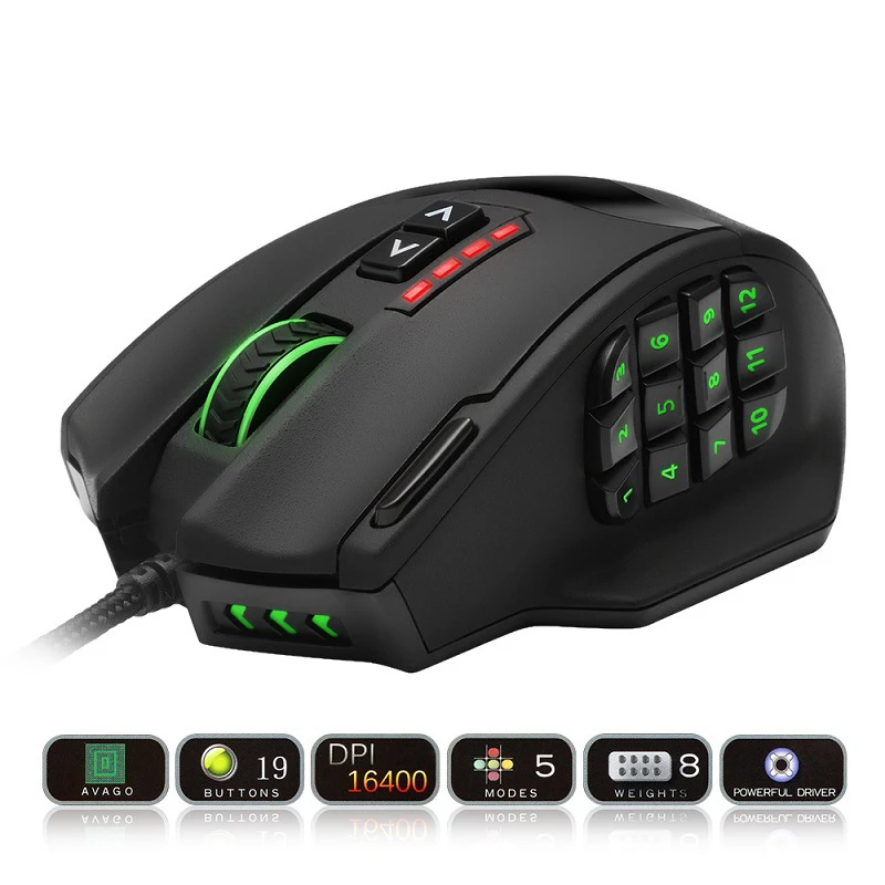 SeenDa RGB LED MMO Mouse with Side Buttons Optical Wired Gaming Mouse with 12000 DPI 18 Programmable Mouse Buttons
SeenDa RGB LED MMO Mouse with Side Buttons Optical Wired Gaming Mouse with 12000 DPI 18 Programmable Mouse Buttons
