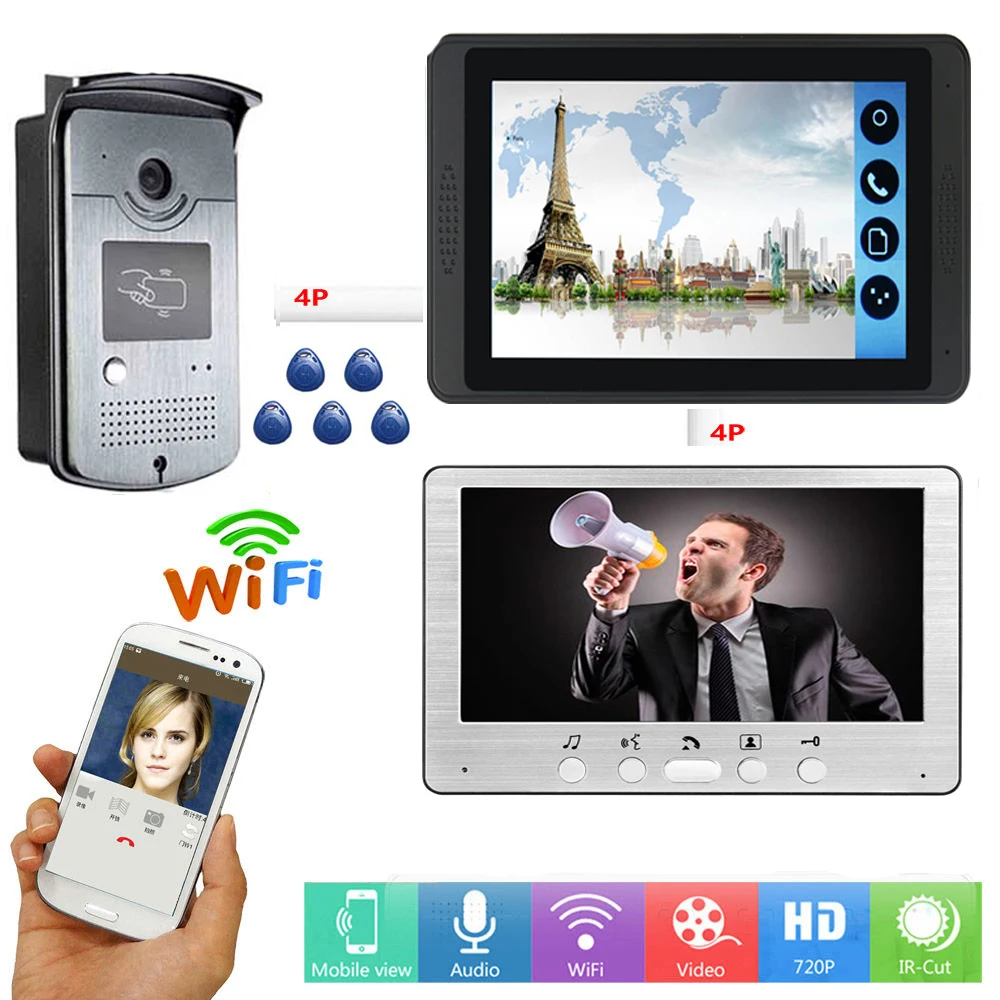 APP Control Video Intercom 7 Inch Monitor Wifi Wireless Smart IP Video Doorbell System Visual RFID Access Unlock Intercom KIT
APP Control Video Intercom 7 Inch Monitor Wifi Wireless Smart IP Video Doorbell System Visual RFID Access Unlock Intercom KIT