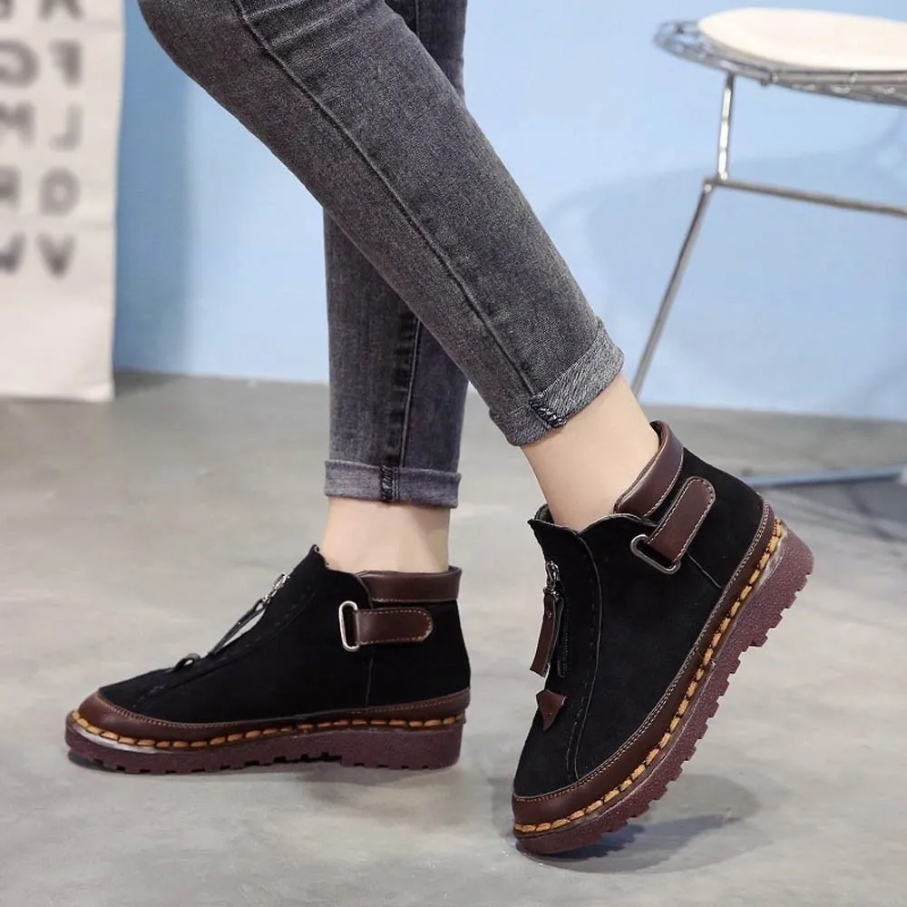 

British Wind Chelsea Boots Women's Thick-soled Colorblock Brock Flat Martin Boot New Arrival 2019 Hot Sale High Quality Casual