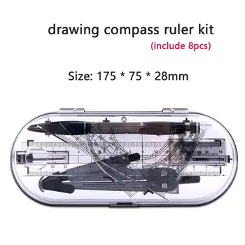 8pcs Portable School Math Geometry Set Protractor Drawing Compass Ruler Pencil Essentials Math Study Tool Kit with Storage Box
8pcs Portable School Math Geometry Set Protractor Drawing Compass Ruler Pencil Essentials Math Study Tool Kit with Storage Box