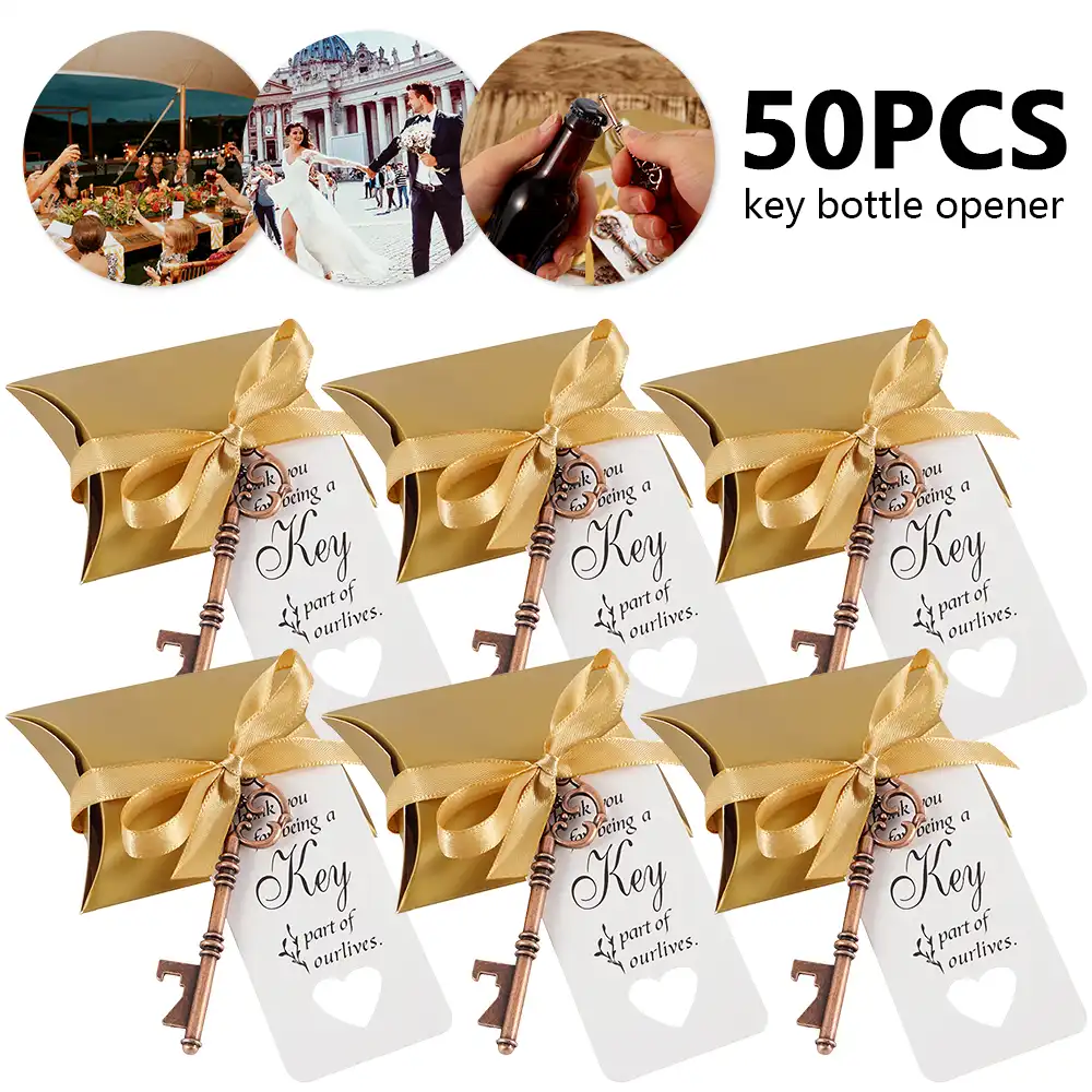 50pcs metal key beer bottle opener wine keychain wedding party