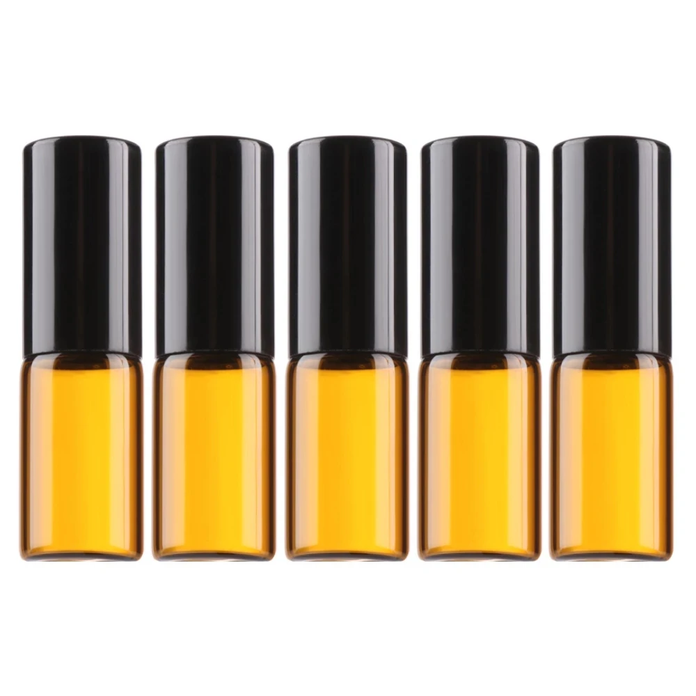

500pcs/lot 1ml 2ml 3ml 5ml 10ml Amber Glass Roll on Bottle with Glass/Metal Ball Thin Glass Roller Essential Oil Vials