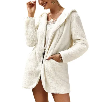 Autumn Girl Solid Color Plush Hooded Cardigan Coat Autumn Loose Warm Sweater Jacket Pocket Long Sleeve Outwear Tops 
Autumn Girl Solid Color Plush Hooded Cardigan Coat Autumn Loose Warm Sweater Jacket Pocket Long Sleeve Outwear Tops