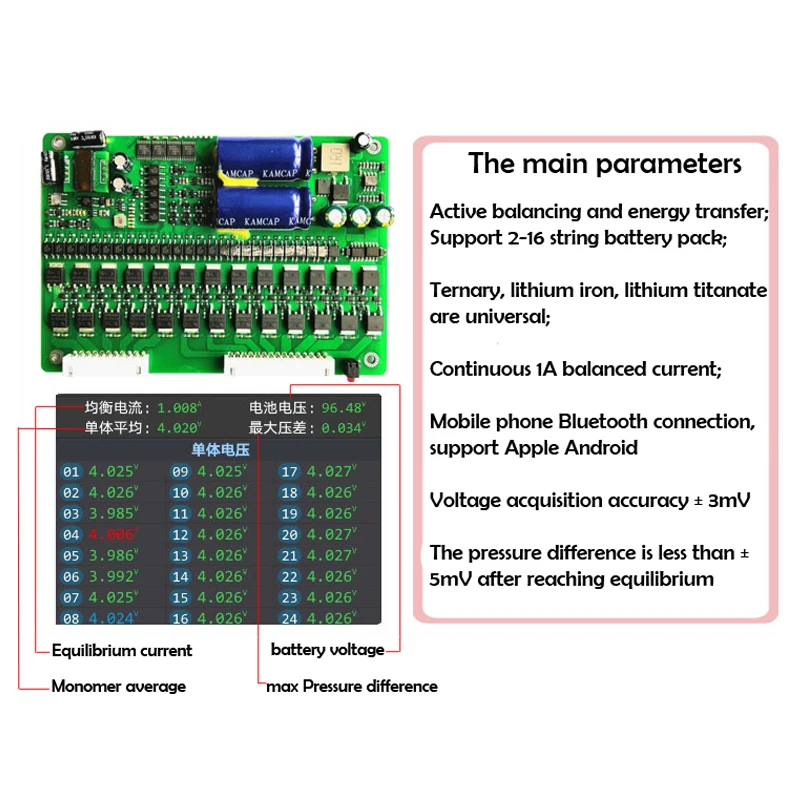 2-16S lithium battery pack active equalization module 1A2A balance current current repair active equalizer
2-16S lithium battery pack active equalization module 1A2A balance current current repair active equalizer