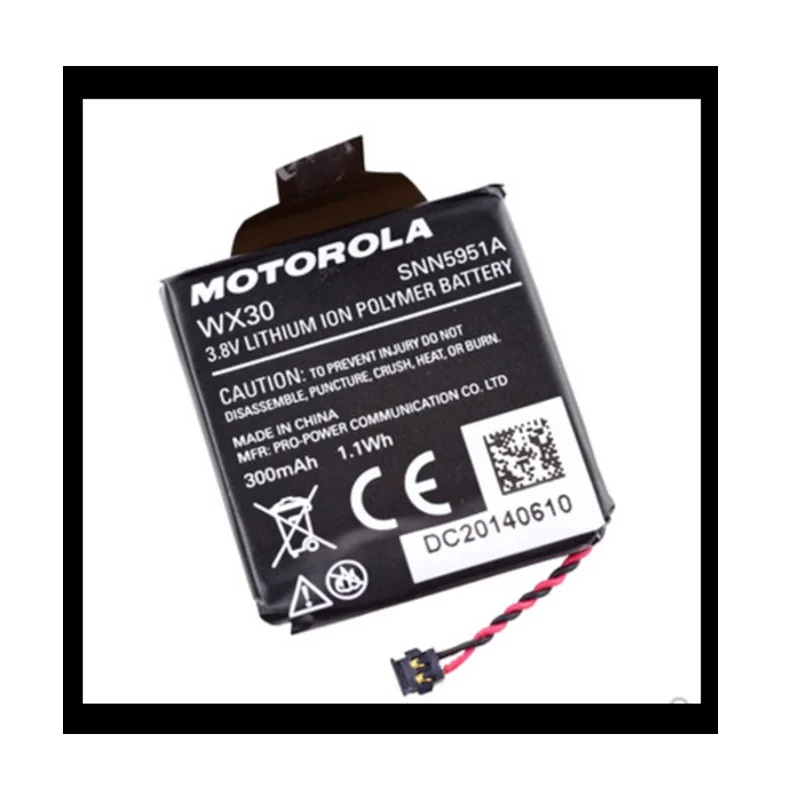 300mAh New Battery for Motorola Moto 360 1st WX30 Smart Watch Li-Ion Rechargeable Accumulator Replacement Code SNN5951A 3.8V
300mAh New Battery for Motorola Moto 360 1st WX30 Smart Watch Li-Ion Rechargeable Accumulator Replacement Code SNN5951A 3.8V