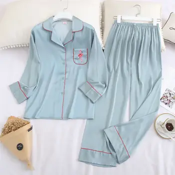 Print Flower Satin Pajamas Suit Women 2PCS Shirt&Pants Casual Home Clothing Silky Nightwear Lounge Loose Kimono Bathrobe Gown
Print Flower Satin Pajamas Suit Women 2PCS Shirt&Pants Casual Home Clothing Silky Nightwear Lounge Loose Kimono Bathrobe Gown