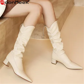 MoonMeek 2020 New arrival women boots square heels pointed toe fashion fold ladies shoes winter solid color mid calf boots
MoonMeek 2020 New arrival women boots square heels pointed toe fashion fold ladies shoes winter solid color mid calf boots