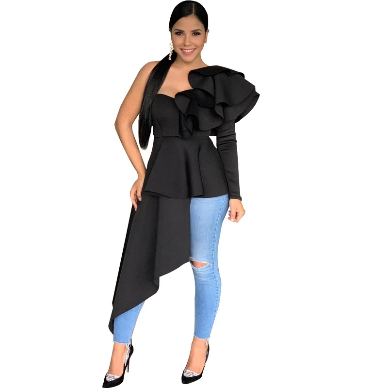 Peplum Ruffle Blouse Top Women Plus Size Tops and Blouses Autumn Korean Style One Shoulder Long Sleeve Party Long Blouse Shirt
Peplum Ruffle Blouse Top Women Plus Size Tops and Blouses Autumn Korean Style One Shoulder Long Sleeve Party Long Blouse Shirt