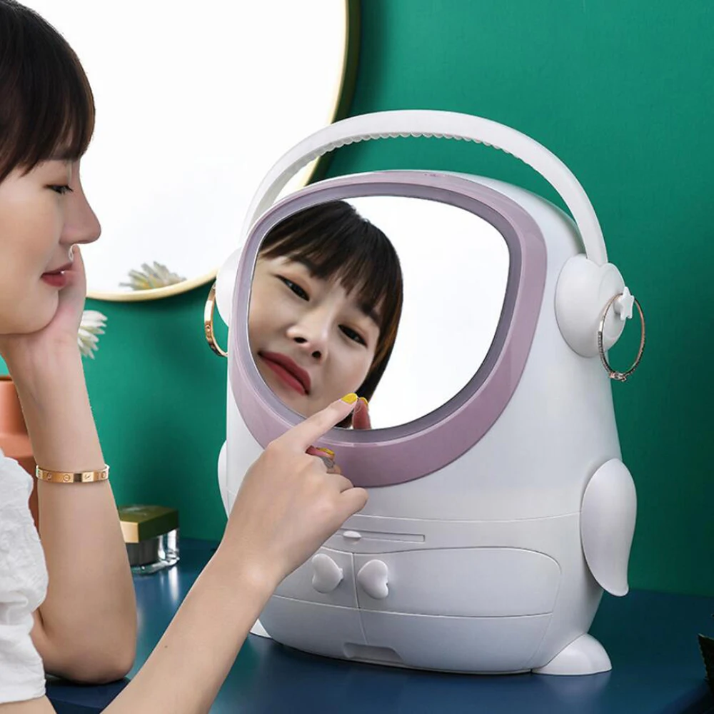 360° Rotating Led Light Makeup Mirror Cosmetic Mirror with High Capacit Storage Rack Fashion Adjustable USB Vanity Mirror Table
360° Rotating Led Light Makeup Mirror Cosmetic Mirror with High Capacit Storage Rack Fashion Adjustable USB Vanity Mirror Table