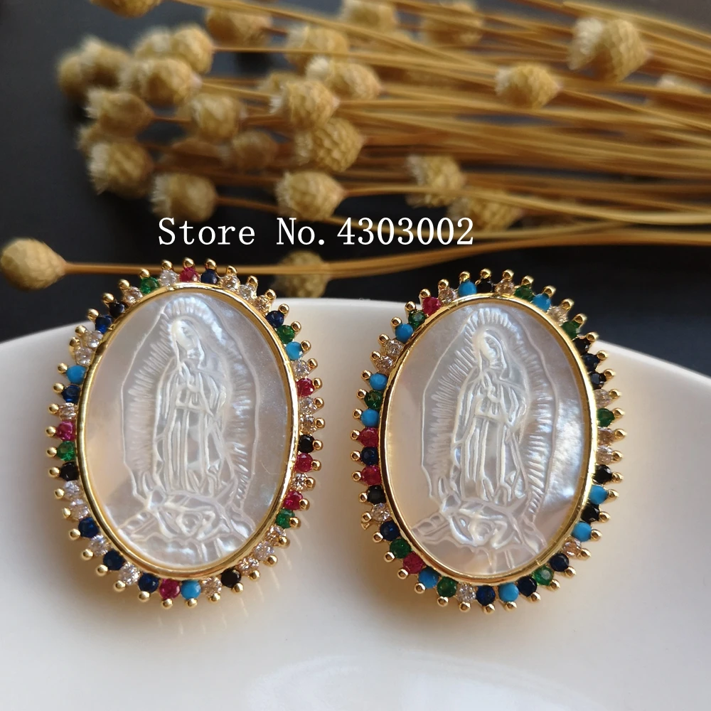 10pcs/lot Natural AAA CZ Virgin of Guadalupe Mother of Pearl Shell Pendant Oval Madonna Pearl Shell MOP Charms
10pcs/lot Natural AAA CZ Virgin of Guadalupe Mother of Pearl Shell Pendant Oval Madonna Pearl Shell MOP Charms