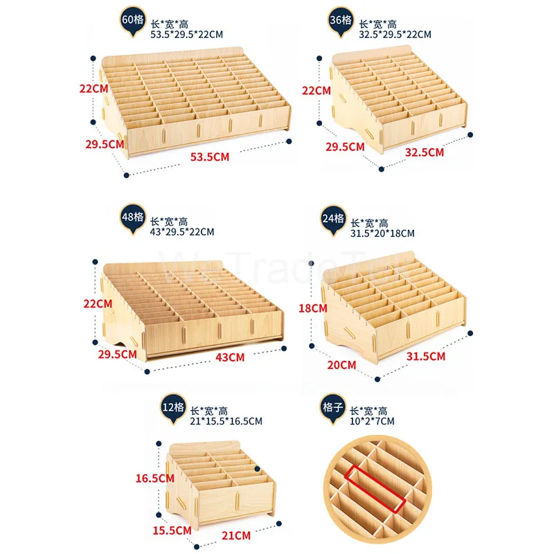 Desktop Phone Screen Storage Box School Office Wooden Phone Holder Phone Repair Management Organizer 12/24/48 Grid Storage Tool