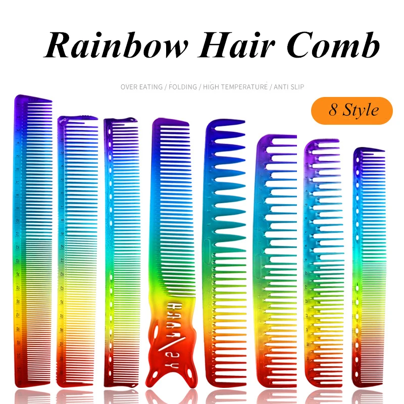 8 Style Transparent Rainbow Comb Anti-Static Barber Double Head Haircut Comb Heat Resistant Temperature Straight Comb G0723
8 Style Transparent Rainbow Comb Anti-Static Barber Double Head Haircut Comb Heat Resistant Temperature Straight Comb G0723